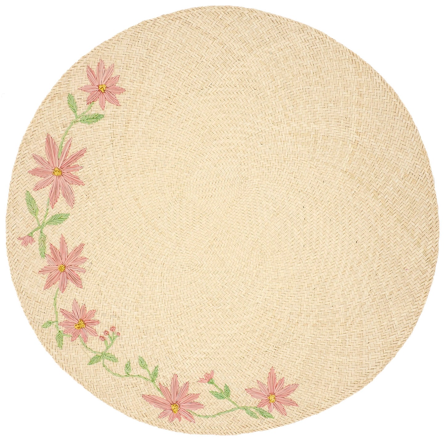 Set de table brodé - LA DEMIE ROSE (rond)