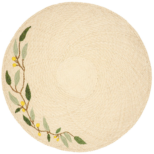Set de table brodé - BRANCHE D'OLIVIER (Lot de 2)