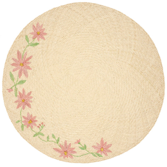 Set de table brodé - LA DEMIE ROSE (Lot de 2)