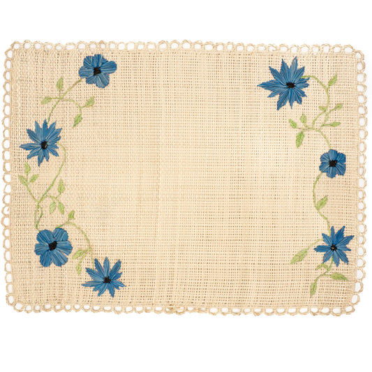 Set de table brodé - LES BLEUETS (rectangulaire)