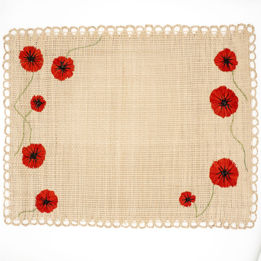 Set de table brodé - COQUELICOTTES