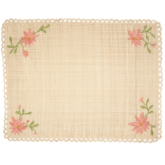 Set de table brodé - MARGUERITE DU CAP ROSE